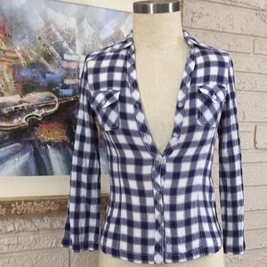 🌹Forever 21 Plaid Striped Button Down Shirt Top